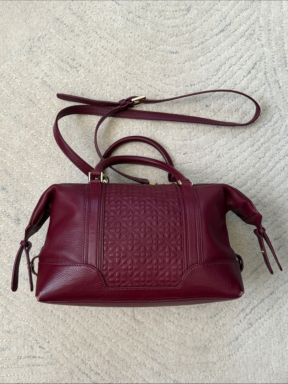 TORY BURCH, Wine Maroon Satchel Purse - Picture 2 of 11